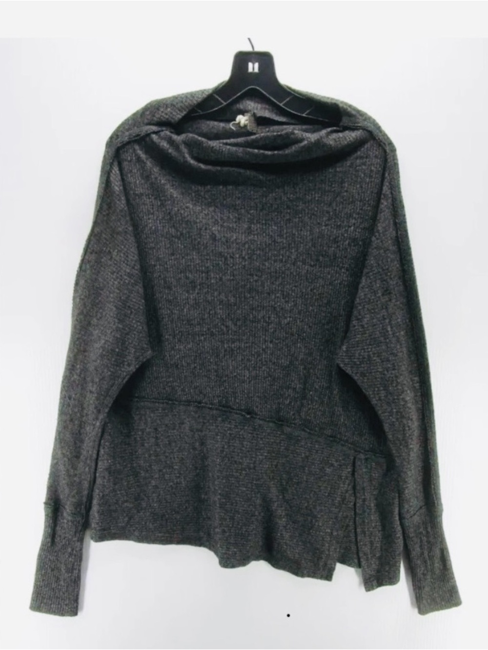 Free People Charcoal Gray Cowl Neck Knit Sweater- Size Large